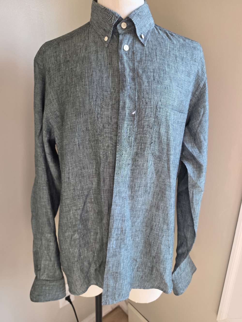 Eton Slate-Teal Button-Down Casual Shirt